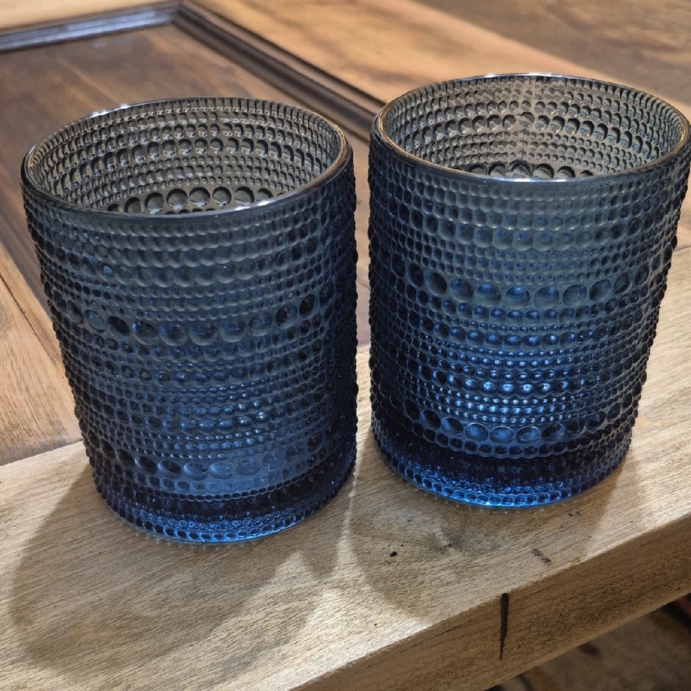 Pottery Barn Blue Bubble Glass Vases